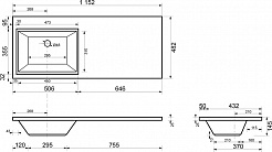 Style Line Тумба с раковиной Даллас 115 L Люкс Plus 2 ящика подвесная белая – фотография-13